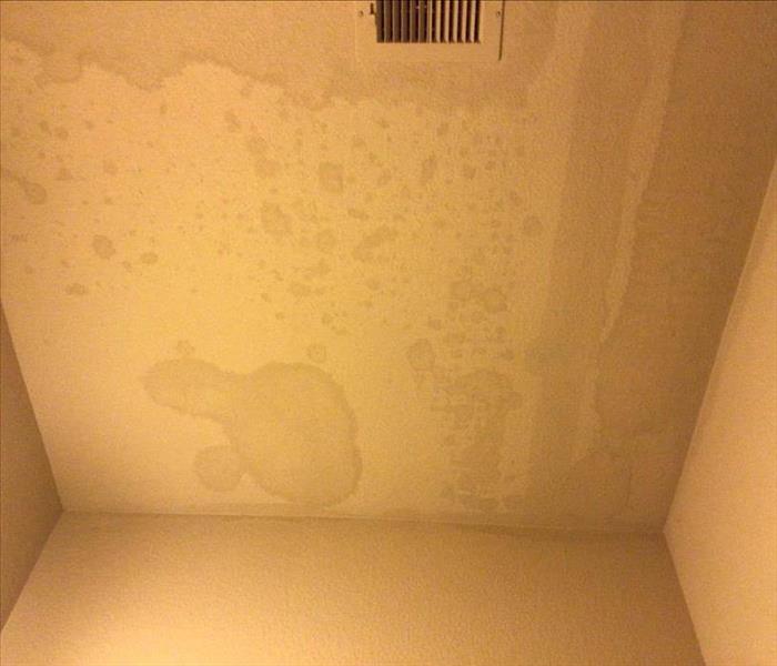 Water damage to ceiling.